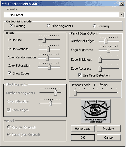 Freeware video filter, which allows to covert Movies into Cartoons