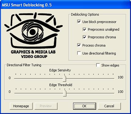 Screenshot of MSU Smart Deblocking VirtualDub plugin