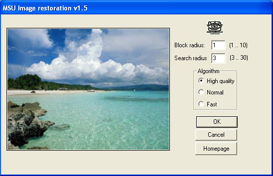 Screenshot for MSU Image Restoration Photoshop plugin 1.5