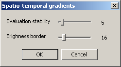spatio-temporal gradients advanced dialog box