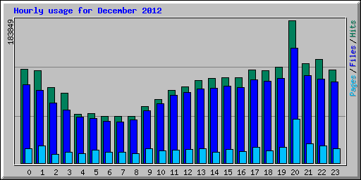 Hourly usage for December 2012