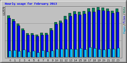 Hourly usage for February 2013