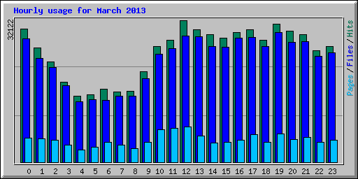 Hourly usage for March 2013