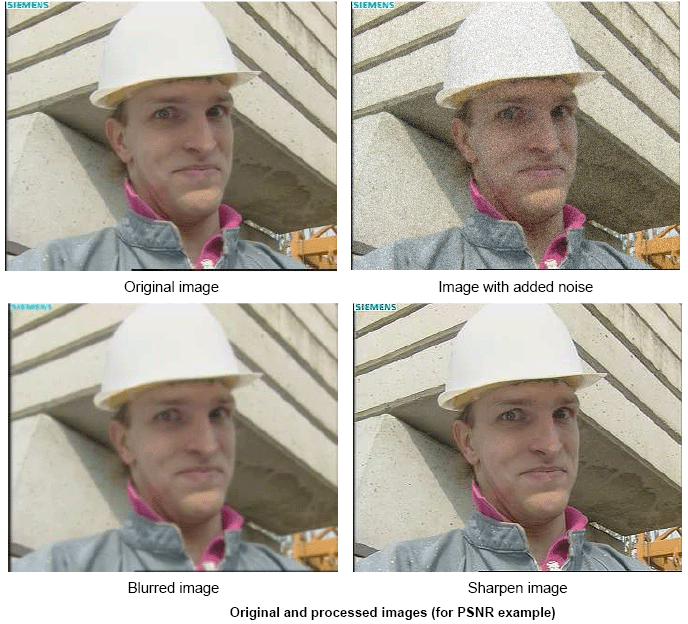Original and processed images (for PSNR example)